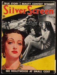 8m116 SILVER SCREEN magazine August 1938 Dorothy Lamour & Ray Milland + art by Marland Stone!