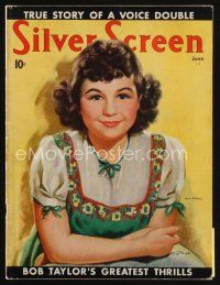 8m114 SILVER SCREEN magazine June 1938 artwork of cute Jane Withers by Marland Stone!