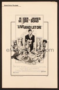 8m383 LIVE & LET DIE pressbook '73 art of Roger Moore as James Bond by Robert McGinnis!