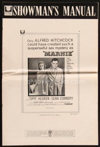 8m389 MARNIE pressbook '64 Sean Connery & Tippi Hedren in Alfred Hitchcock's suspenseful mystery!