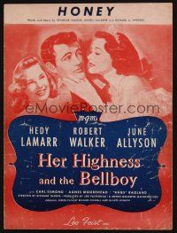 8m311 HER HIGHNESS & THE BELLBOY sheet music '45 Hedy Lamarr, Robert Walker, June Allyson, Honey!