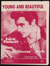 8m315 JAILHOUSE ROCK sheet music '57 classic rock & roll art of Elvis Presley, Young and Beautiful!