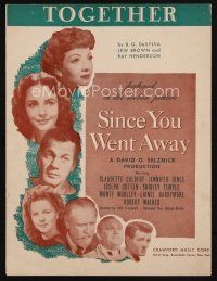 8m327 SINCE YOU WENT AWAY sheet music '44 Claudette Colbert, Shirley Temple, Together!