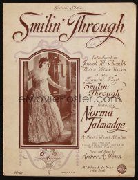 8m329 SMILIN' THROUGH sheet music '22 beautiful Norma Talmadge, the title song!