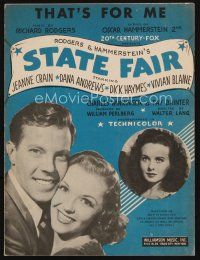 8m332 STATE FAIR sheet music '45 Rogers & Hammerstein musical, That's For Me!