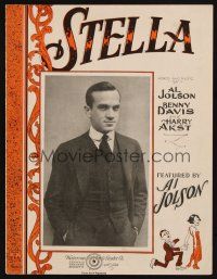8m333 STELLA sheet music '23 great portrait of Al Jolson + cool artwork!