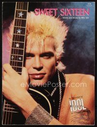 8m336 SWEET SIXTEEN sheet music '87 words and music by Billy Idol, great image!