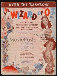 8m340 WIZARD OF OZ sheet music '39 Over the Rainbow, most classic song from the movie!
