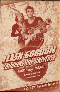 8m371 FLASH GORDON CONQUERS THE UNIVERSE pressbook '40 Buster Crabbe & Carol Hughes, serial!