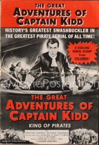 8m375 GREAT ADVENTURES OF CAPTAIN KIDD pressbook '53 pirates, swashbuckling super-serial thrills!