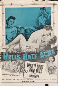8m378 HELL'S HALF ACRE pressbook '54 Wendell Corey romances sexy Evelyn Keyes in Hawaii!