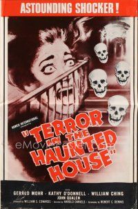8m391 MY WORLD DIES SCREAMING pressbook '58 Terror in the Haunted House, cool artwork!