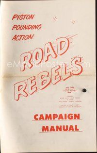 8m408 ROAD REBELS pressbook '64 piston pounding action, hot cars, cool cats, that's trouble man!
