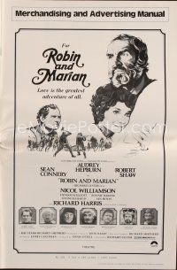 8m409 ROBIN & MARIAN pressbook '76 art of Sean Connery & Audrey Hepburn by Drew Struzan!