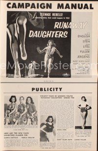 8m417 RUNAWAY DAUGHTERS pressbook '56 art of bad girls, they called Marla English jailbait!