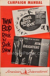 8m426 SHAKE, RATTLE & ROCK/RUNAWAY DAUGHTERS pressbook '56 twin bop rock 'n' sock show!