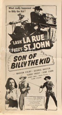 8m431 SON OF BILLY THE KID pressbook '49 Lash La Rue, Al Fuzzy St. John, cool cowboy images!