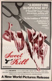 8m439 SWEET KILL pressbook '72 Curtis Hanson directed, wild art of sexy girl chopped up by scissors!