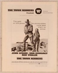 8m447 TRAIN ROBBERS int'l pressbook '73 great images of cowboy John Wayne & sexy Ann-Margret!