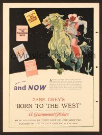 8p015 SHOW OFF/BORN TO THE WEST campaign book page 1926 Zane Grey, cool western art!