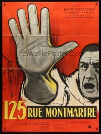 8p557 125 RUE MONTMARTRE French 1p '59 cool close up art of detective Lino Ventura by Yves Thos!
