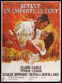 8p593 GONE WITH THE WIND CinePoster commercial French 1p '89 best art of Clark Gable & Vivien Leigh!