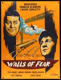 8p598 HIDEOUT export French 1p '62 La planque, art of top stars by railroad tracks, Walls of Fear!
