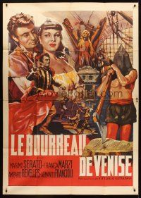 8p604 I PIOMBI DI VENEZIA French 1p '53 cool art with hooded executioner by Deamicis!