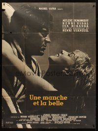 8p610 KISS FOR A KILLER French 1p '57 Une manche et la belle, c/u Mylene Demongeot & Henri Vidal!