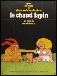8p614 LE CHAUD LAPIN French 1p '74 wacky art of rabbit & half-naked girl by Jean-Claude Labret!