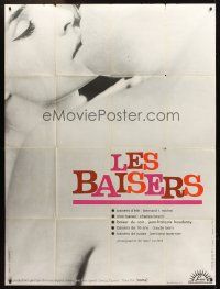 8p615 LES BAISERS French 1p '64 super close up of naked lovers kissing by Raoul Coutard!