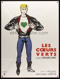 8p616 LES COEURS VERTS French 1p '66 Edouard Luntz's Naked Hearts, great artwork!