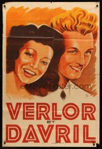 8p545 VERLOR ET DAVRIL French 32x47 French music poster '50s artwork of the musical duet by Harfort!