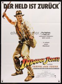 8p314 INDIANA JONES & THE TEMPLE OF DOOM German 36x49 '84 different art of Harrison Ford!