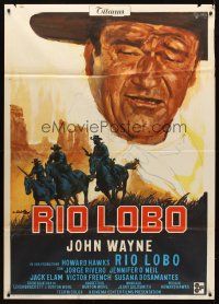 8p395 RIO LOBO Italian 1p '71 Howard Hawks, different art of John Wayne by Averardo Ciriello!