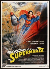 8p401 SUPERMAN IV Italian 1p '90 great art of super hero Christopher Reeve by Daniel Goozee!