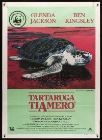 8p403 TURTLE DIARY Italian 1p '85 fantastic art of sea turtle on the beach by Andy Warhol!