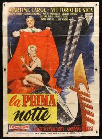 8p407 VENETIAN HONEYMOON Italian 1p '59 art of sexy Martine Carol & Vittorio De Sica by De Seta!