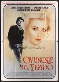 8p351 SOMEWHERE IN TIME Italian 2p '83 art of Christopher Reeve & Jane Seymour by Sciotti!