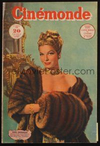 8p232 CINEMONDE French magazine January 13, 1948 sexy Ann Sheridan in fur, Annie Rouvre!
