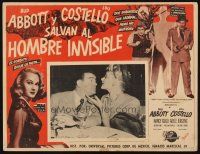 8p709 ABBOTT & COSTELLO MEET THE INVISIBLE MAN Mexican LC '51 Bud & Lou running from monster!