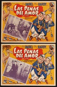 8p692 BEAU HUNKS 2 Mexican LCs R60s great different border art of Stan Laurel & Oliver Hardy!