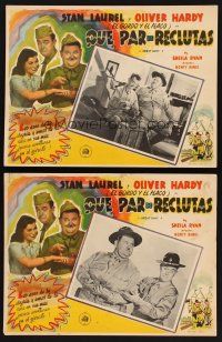 8p695 GREAT GUNS 2 Mexican LCs R50s different images of Laurel & Hardy in uniform!
