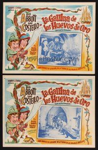 8p696 JACK & THE BEANSTALK 2 Mexican LCs R50s Abbott & Costello, their first picture in color!
