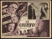 8p778 RAVEN Mexican LC R70s art of Boris Karloff, Vincent Price & Peter Lorre by Reynold Brown!