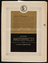 8p091 ETCHING MASTERPIECES BY LIONEL BARRYMORE limited edition calendar '67 cool artwork!