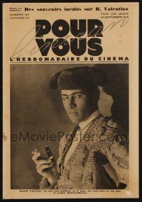 8p542 POUR VOUS French magazine cover September 24, 1931 Rudolph Valentino in matador costume!