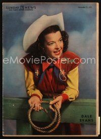 8p108 SUNDAY NEWS SUPPLEMENT newspaper ads November 9, 1947 color portrait of cowgirl Dale Evans!