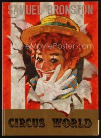 8p060 CIRCUS WORLD English program book '65 cool completely different clown artwork!