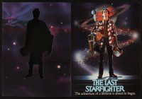 8p165 LAST STARFIGHTER die-cut promo brochure '84 Lance Guest, great sci-fi art by C.D. de Mar!